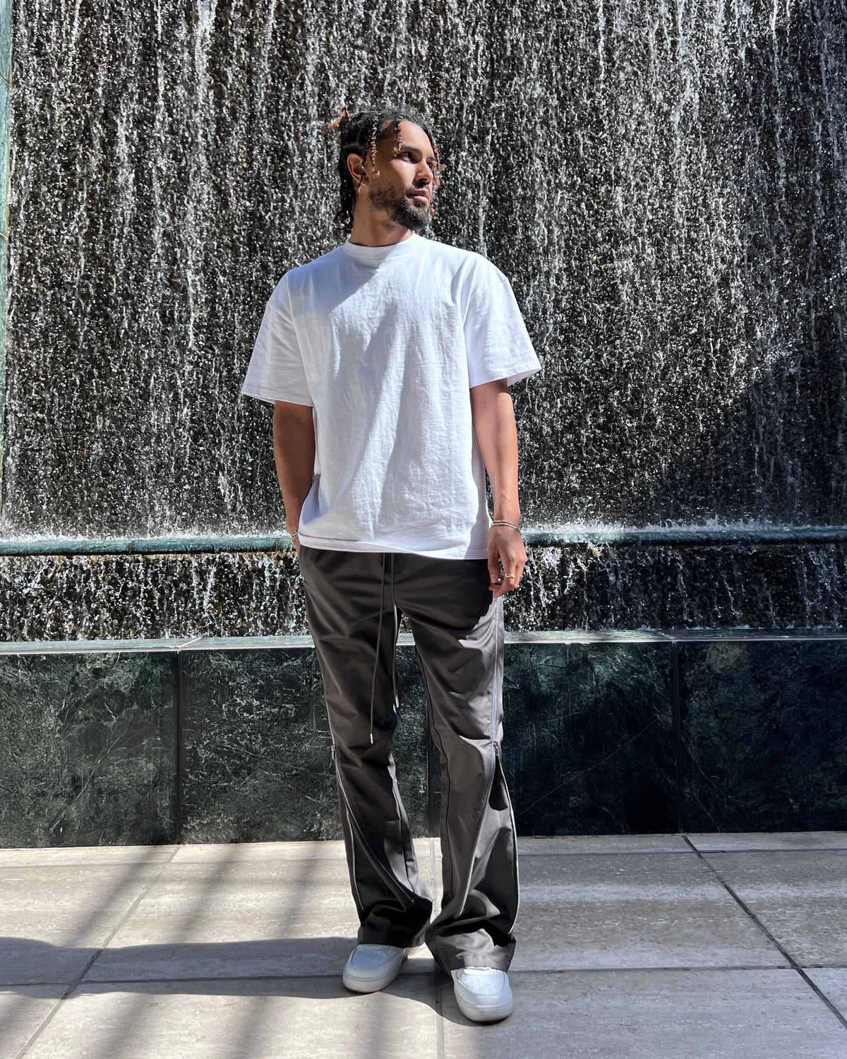 NYLON ZIP FLARE PANTS