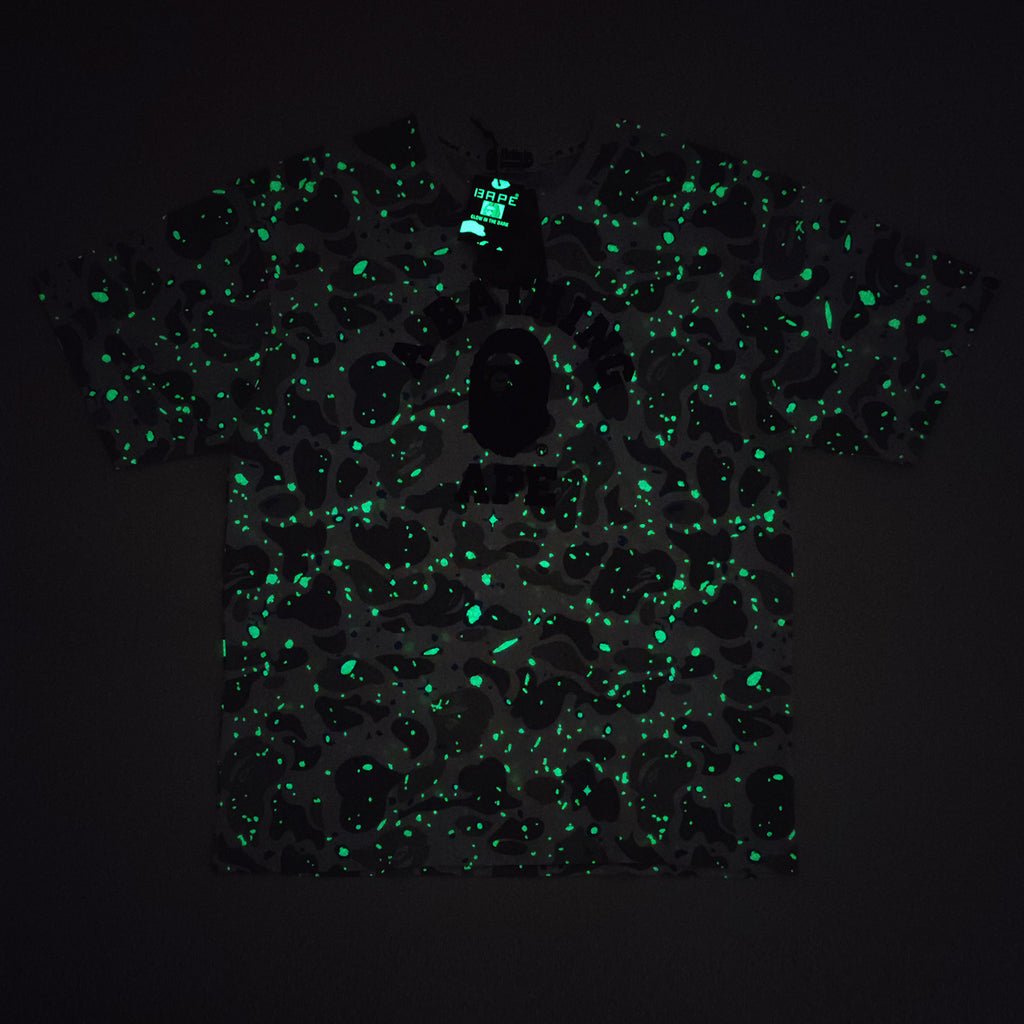 BAPE WHITE CAMO GLOW IN THE DARK TEE — ONLINE EXCLUSIVE — 12