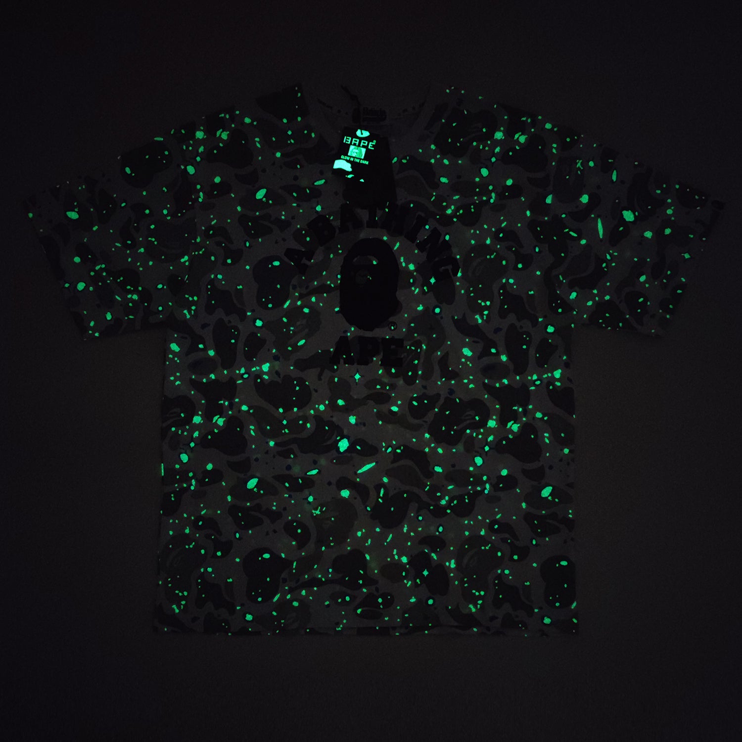 BAPE WHITE CAMO GLOW IN THE DARK TEE — ONLINE EXCLUSIVE — 12