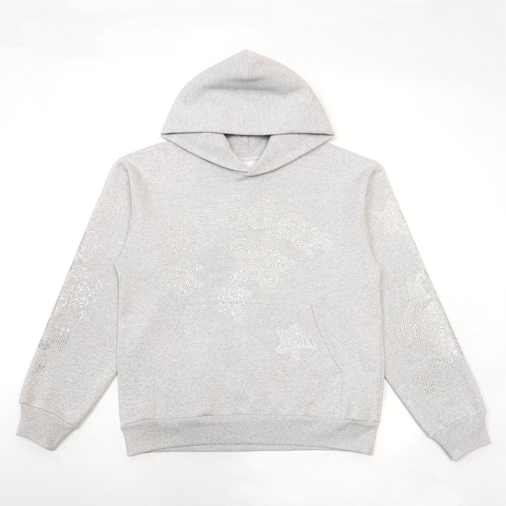 SP5DER RHINESTONES LOGO HOODIE / GRAY