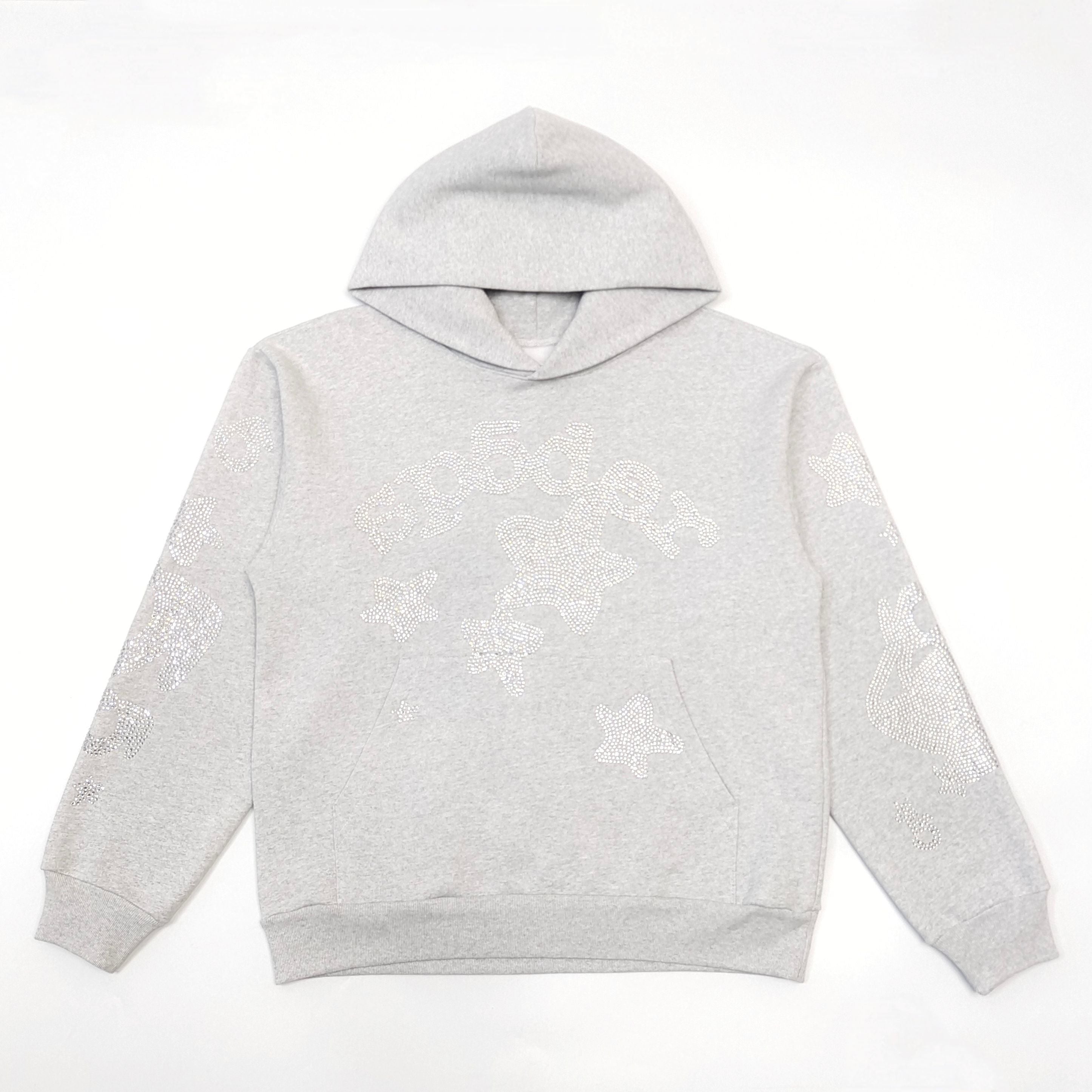 SP5DER RHINESTONES LOGO HOODIE / GRAY