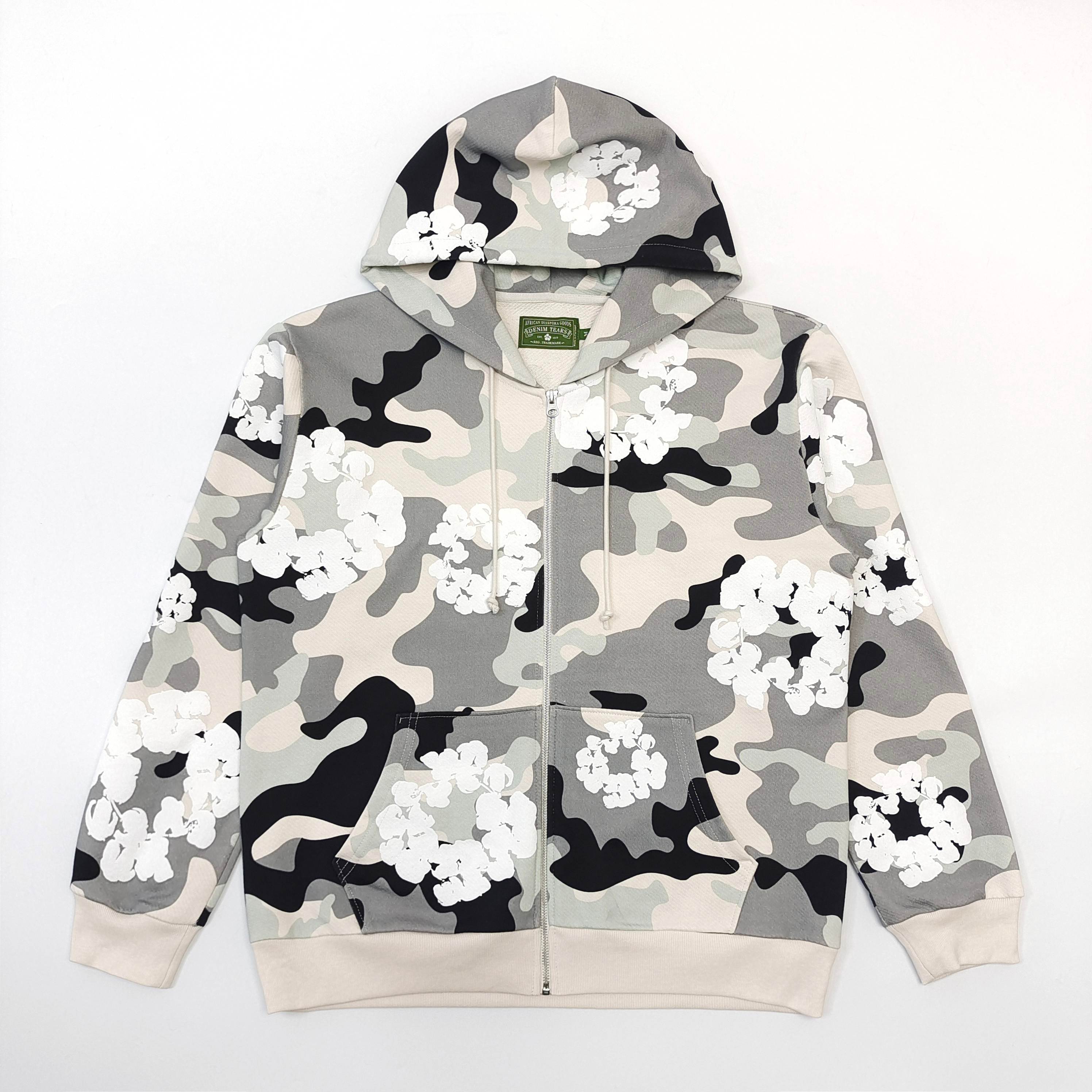 DENIM TEARS / COTTON WREATH ZIP UP HOODIE / WHITE CAMO