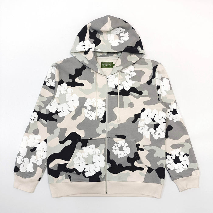 DENIM TEARS / COTTON WREATH ZIP UP HOODIE / WHITE CAMO