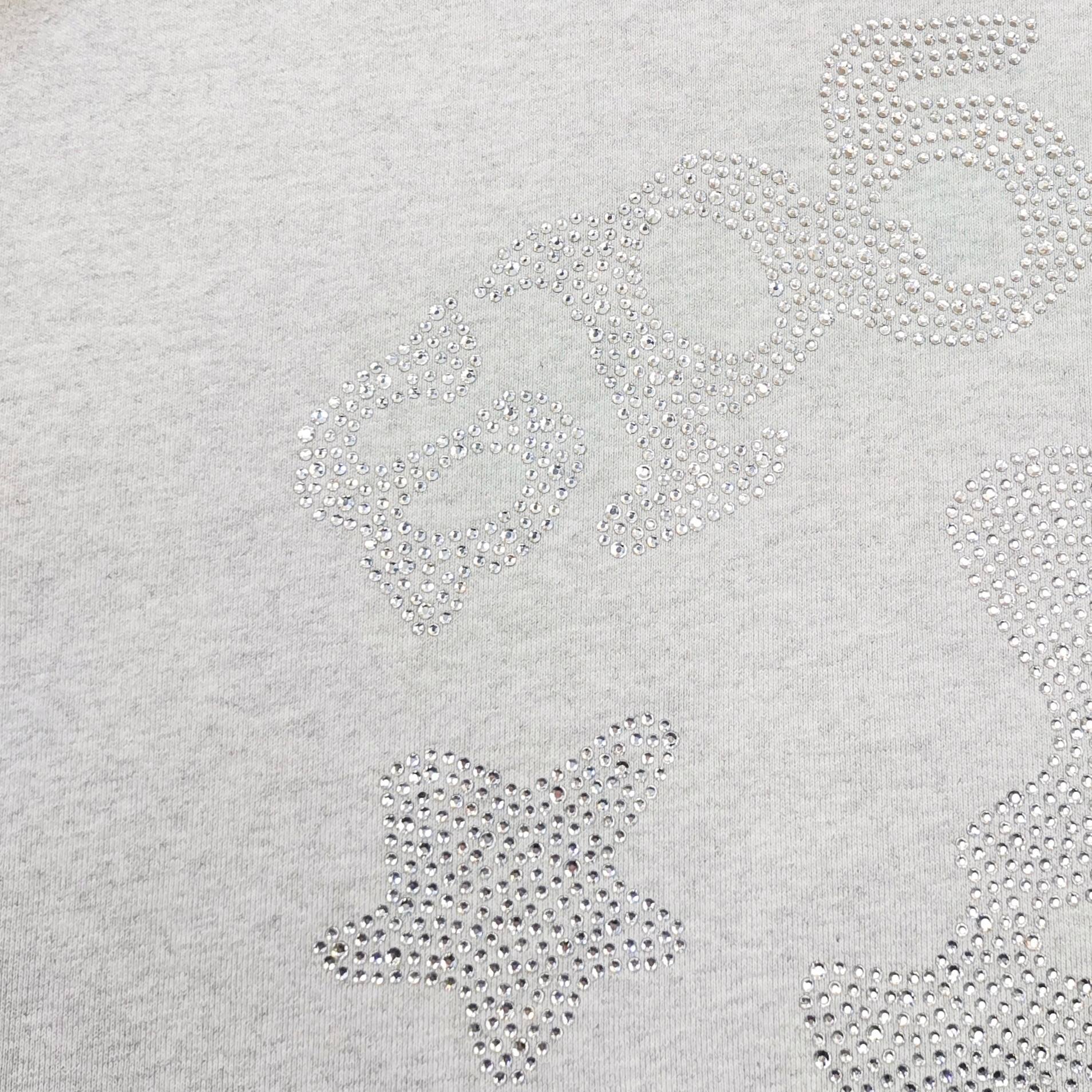 SP5DER RHINESTONES LOGO HOODIE / GRAY
