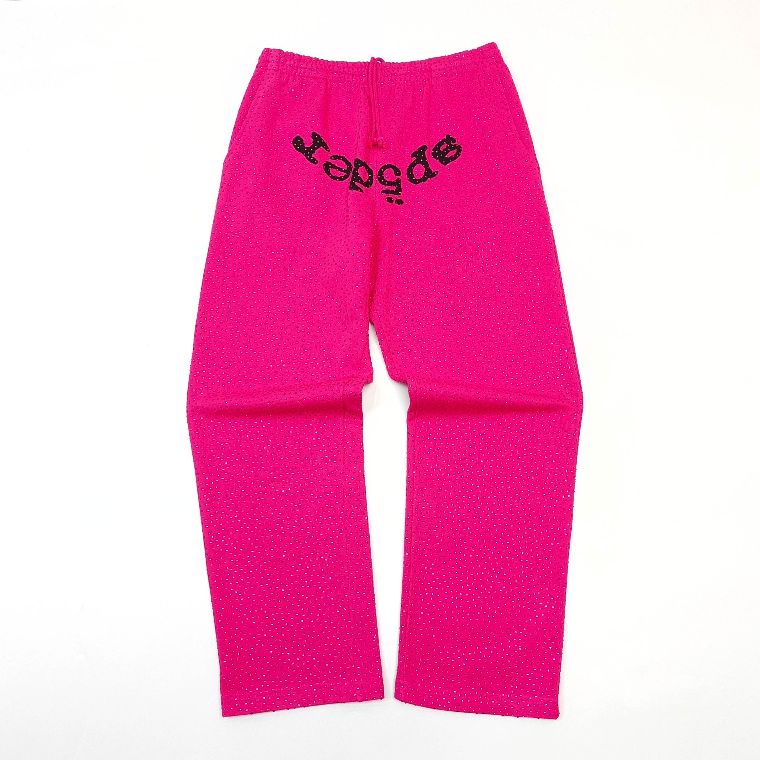 SP5DER RHINESTONES SWEATPANTS PINK