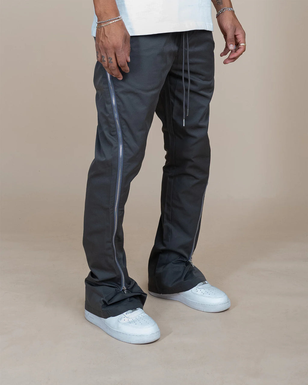 NYLON ZIP FLARE PANTS
