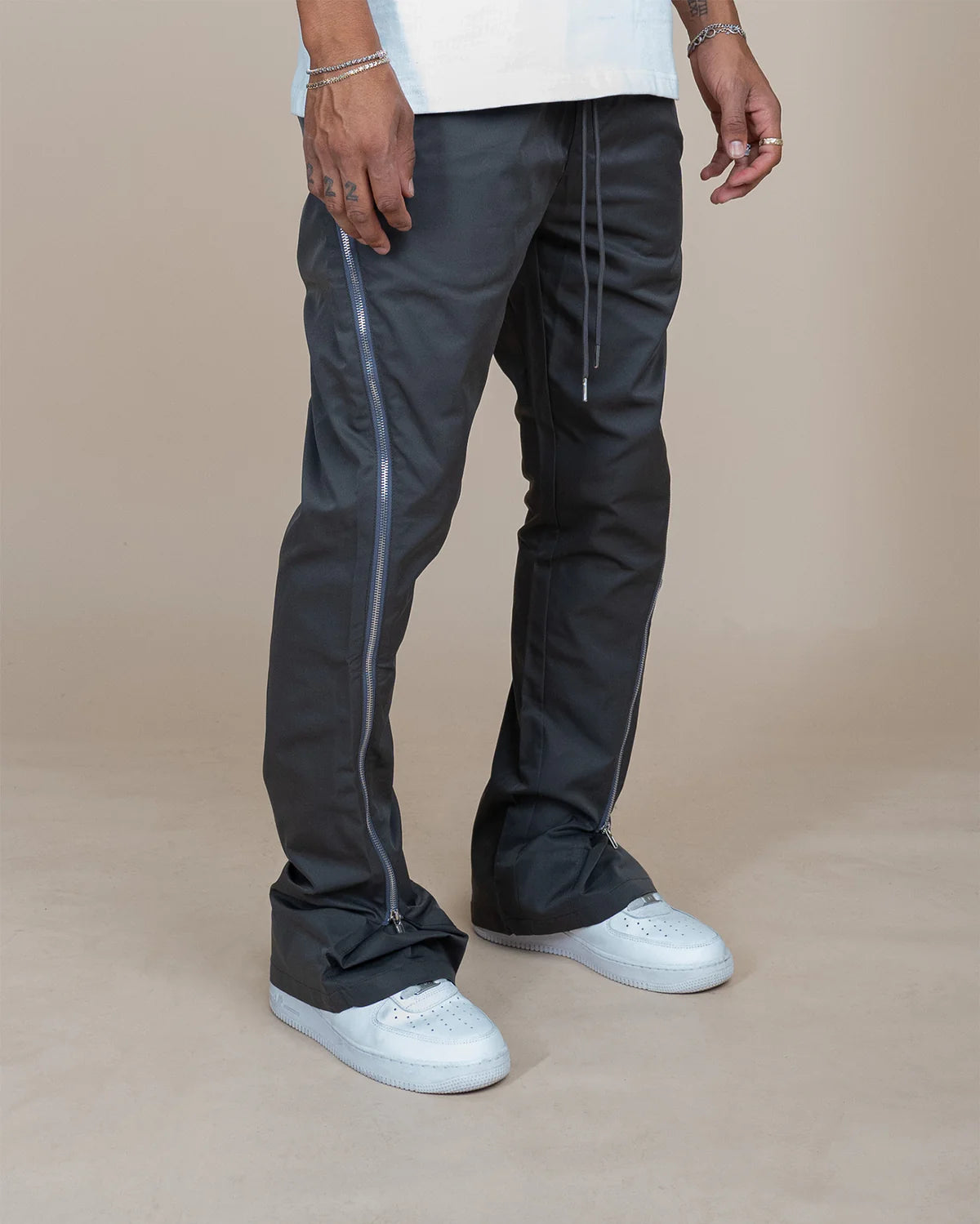 NYLON ZIP FLARE PANTS
