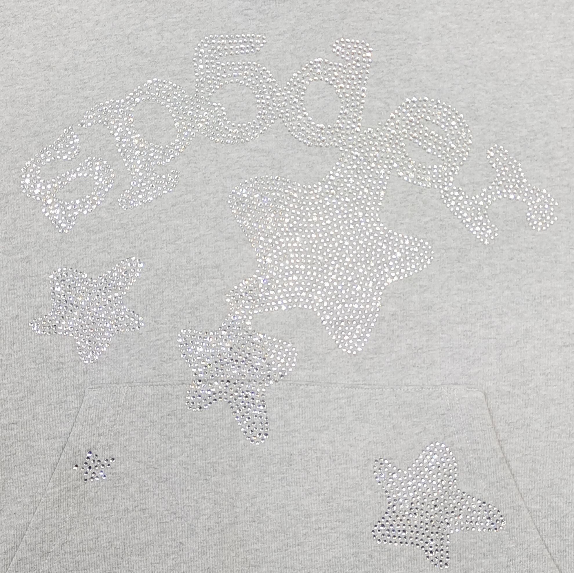 SP5DER RHINESTONES LOGO HOODIE / GRAY