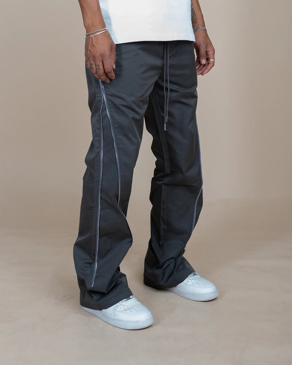 NYLON ZIP FLARE PANTS