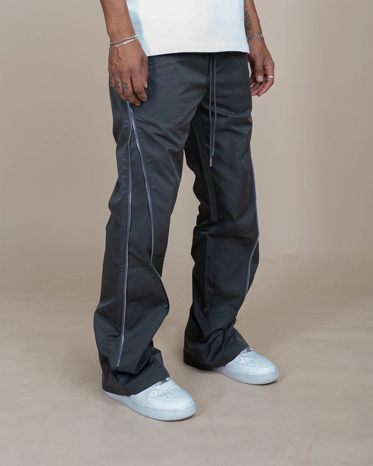 NYLON ZIP FLARE PANTS