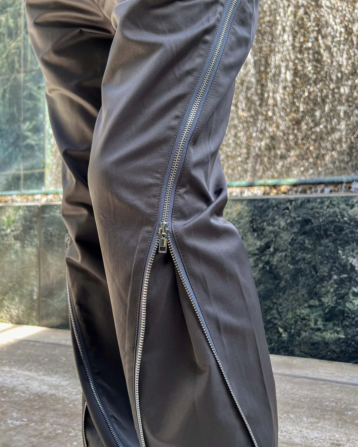 NYLON ZIP FLARE PANTS